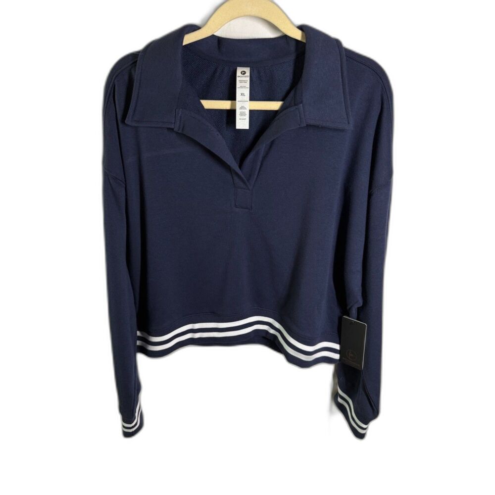 90 Degree by Reflex Portland Pullover XL Navy Baby Terry Varsity Stripe